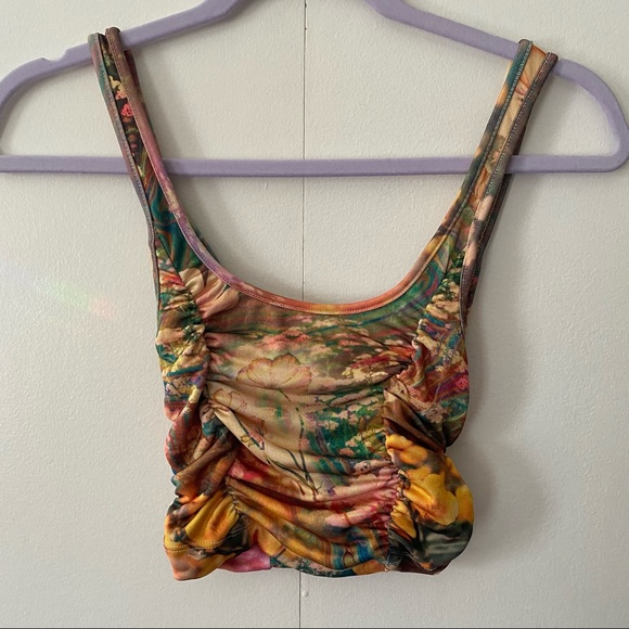 💔SOLD🚨💔Urban Outfitters Small Psychedelic Flower Crop Top Belly Shirt - Picture 2 of 4